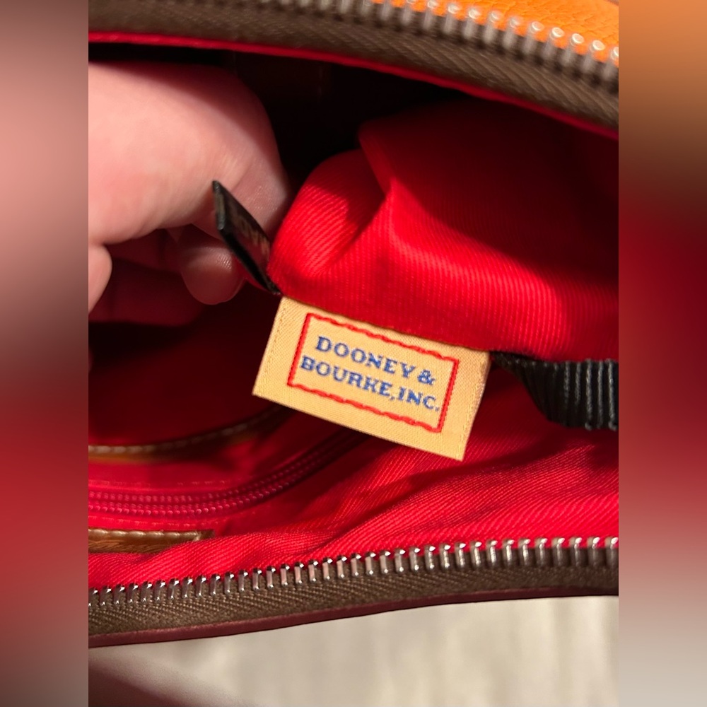 Dooney And Bourke Orange Pebble Leather Harrison Hobo Shoulder Bag - Picture 12 of 15